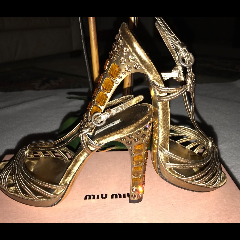 ✨MIU MIU LAME JEWEL HEELS✨